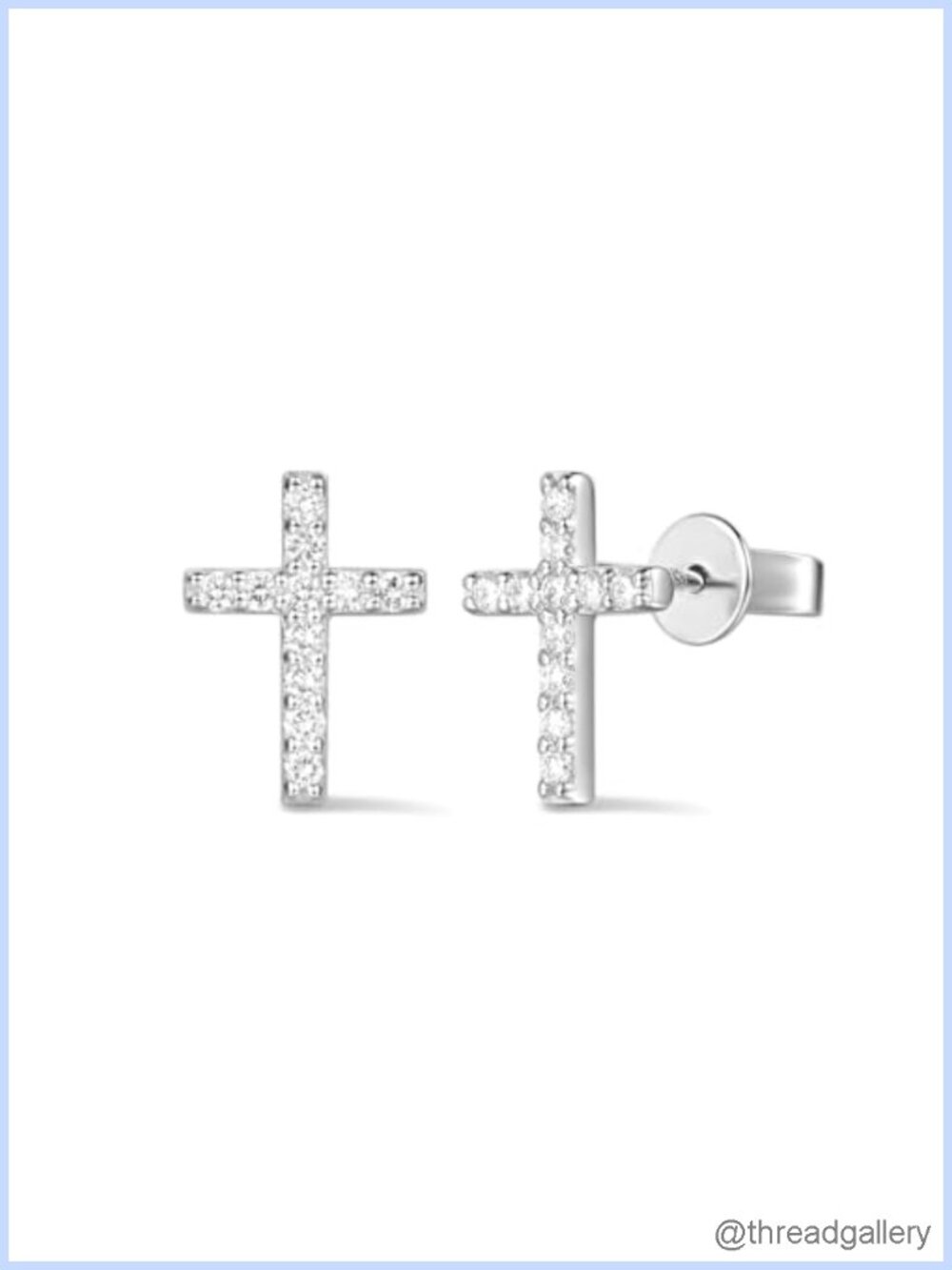 0.32 Ct Lab-Grown Diamond Cross Stud Earrings Sterling Silver